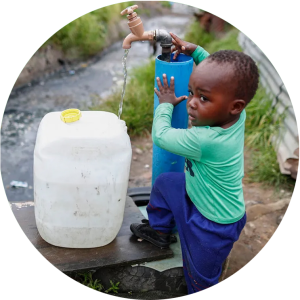 Filling a container with water from a tap